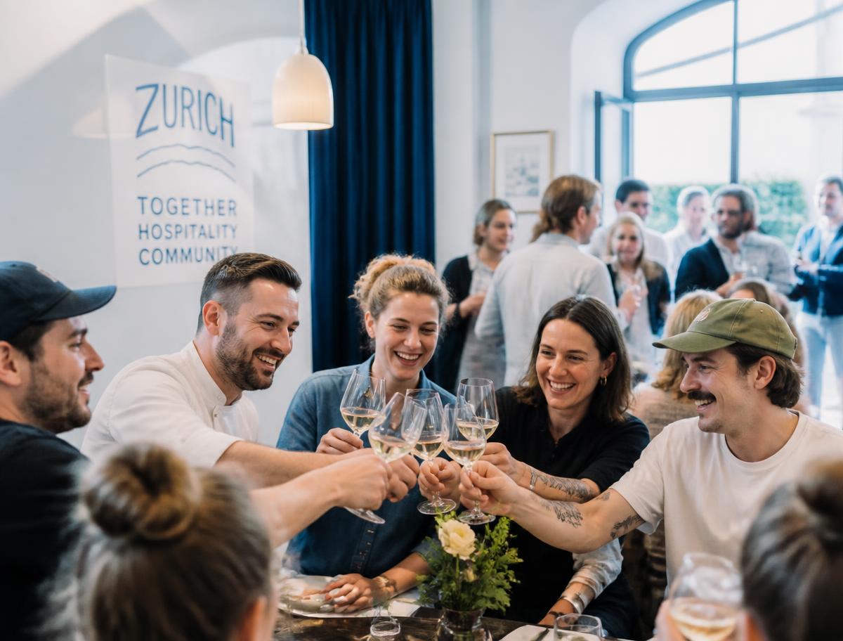 Menschen aus der Gastrobranche stossen gemeinsam an